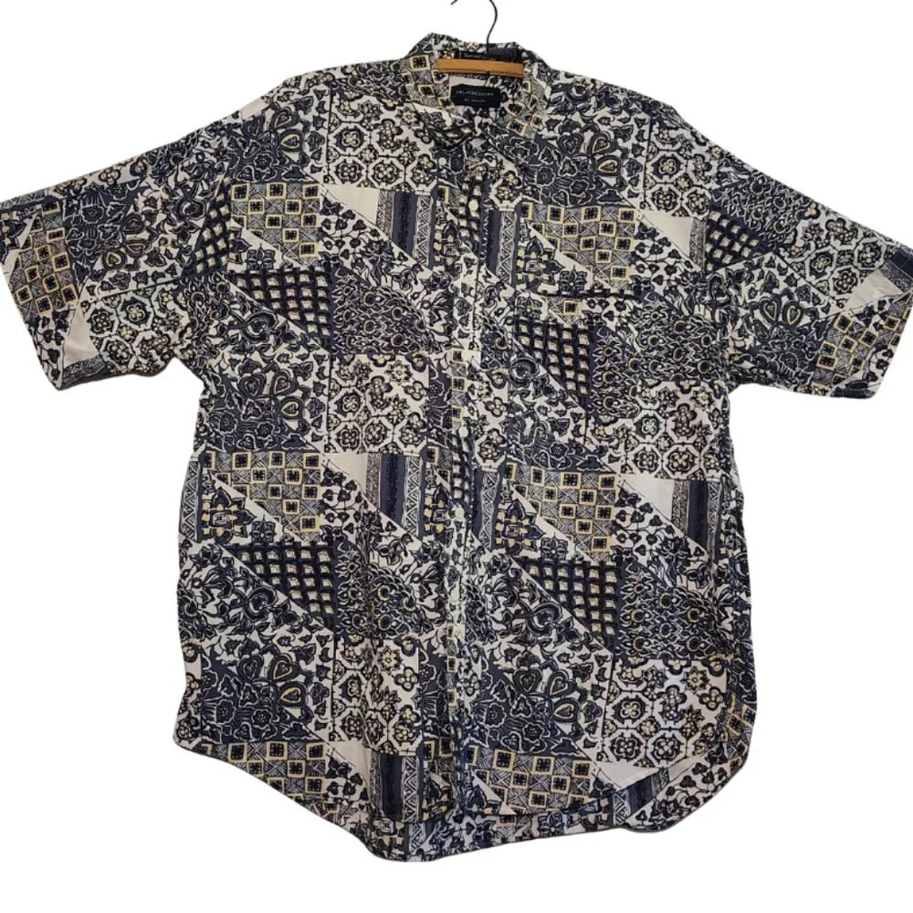 Vintage Mens Rugger by Gant Poplin‎ Button-Down Paisley Shirt XL 90s, 80s Preppy